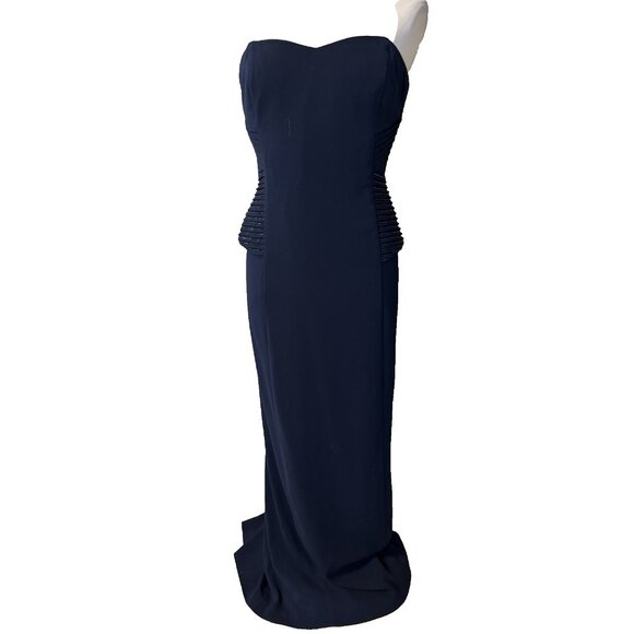 Ralph Lauren Formal Dress 12 Navy Blue Corset Beaded Wedding Cruise Party - Picture 1 of 14